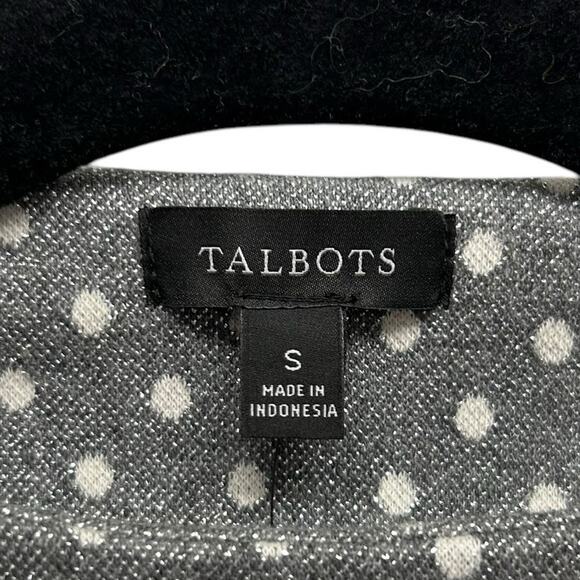 NWT Talbots Metallic Gray & White Polka Dot Puff Sleeve Top Womens Small - Picture 3 of 6